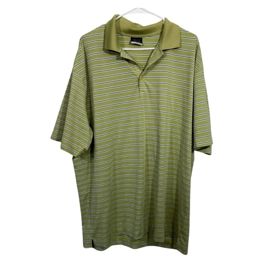 Nike Golf Green Striped Athletic Short Sleeve Polo Shirt